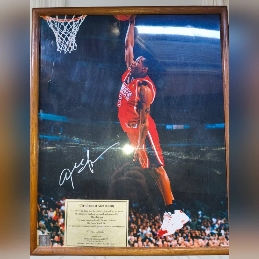 Dynamic Basketball Dunk Framed Photo with Autograph